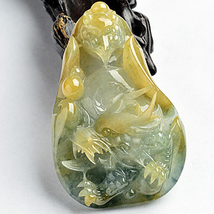 (超值推荐)糯冰种黄翡飘花龙头挂件/手玩件