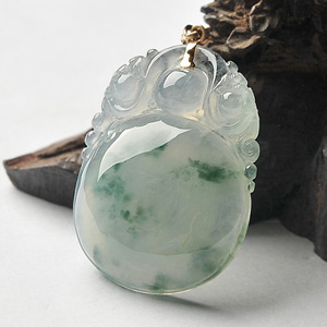 (超值推荐)冰种飘花福在眼前挂件(金扣)