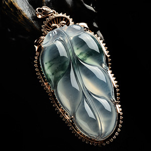 (超值推荐)冰种飘花镶玫瑰金金枝玉叶胸坠(真钻)