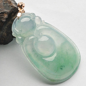 冰种绿晴水如意挂件(金扣)