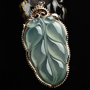 (超值推荐)冰种晴水镶玫瑰金金枝玉叶胸坠(真钻)