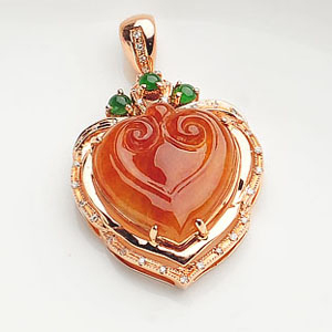 冰种红黄翡镶玫瑰金胸坠(真钻)