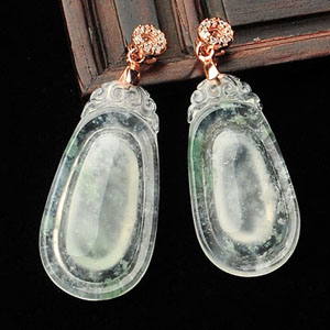 冰种略飘花福在眼前挂件(一对)