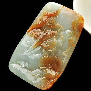 冰种晴水红翡比翼双飞挂件