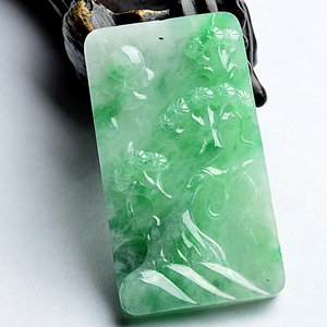 (超值推荐)糯冰种翠色延年益寿挂件