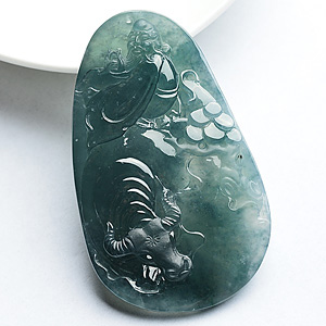 (超值推荐)冰种蓝水老子出关挂件