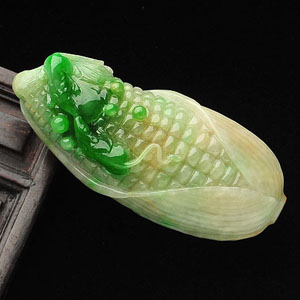 糯冰种淡黄加绿五谷丰登挂件