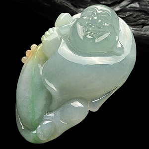 冰种晴水略飘花布袋佛挂件