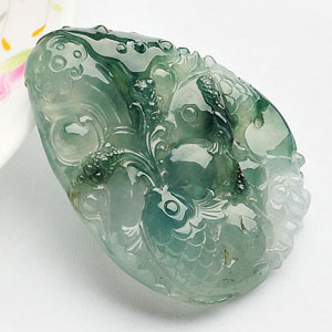 (超值推荐)冰种晴水飘花年年有余挂件