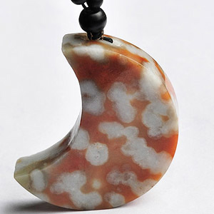 糯冰种飘红黄翡月半弯挂件