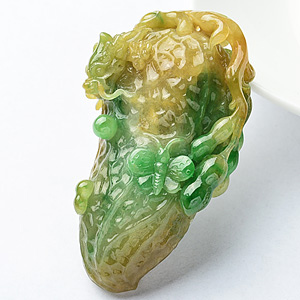 (超值推荐)糯冰种黄加绿生意兴隆挂件