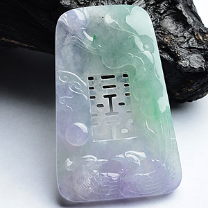 (超值推荐)糯冰种春带彩百年好合挂件