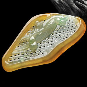 (超值推荐)冰种黄加绿英明神武挂件