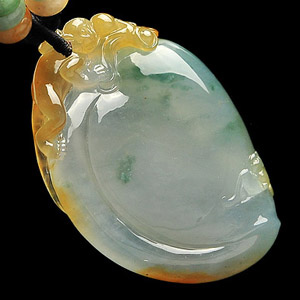 (超值推荐)冰种黄翡飘花灵猴献寿挂件