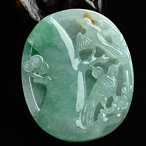 (超值推荐)冰种翠色竹报平安挂件