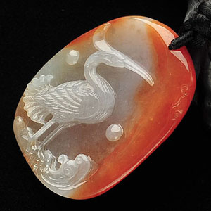 (超值推荐)糯冰种红黄翡一路连科挂件