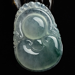 (超值推荐)冰种飘花双龙如意挂件