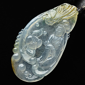 (超值推荐)冰种黄翡飘花观音挂件