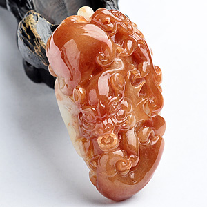 (超值推荐)糯冰种红翡龙如意挂件