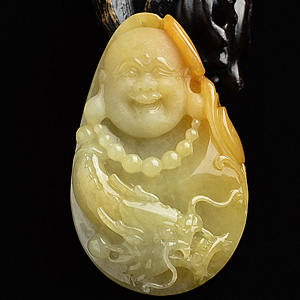 (超值推荐)糯冰种黄翡佛头挂件