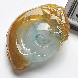 冰种褐黄翡飘花龙行如意挂件