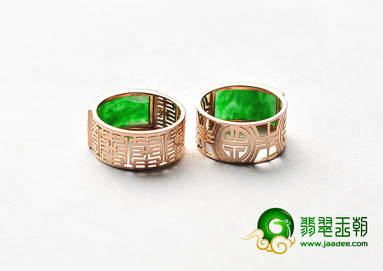冰种阳绿镶玫瑰金戒指(真钻)(单价)
