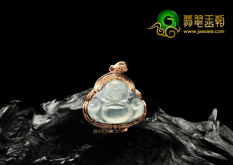 (超值推荐)冰种淡晴水镶玫瑰金玉佛胸坠(真钻)(单价)