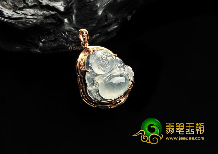 (超值推荐)冰种淡晴水镶玫瑰金玉佛胸坠(真钻)(单价)