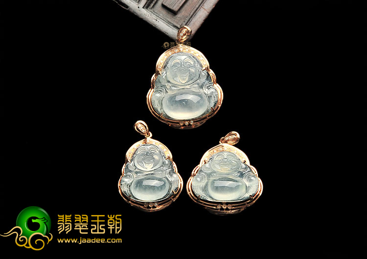 (超值推荐)冰种淡晴水镶玫瑰金玉佛胸坠(真钻)(单价)
