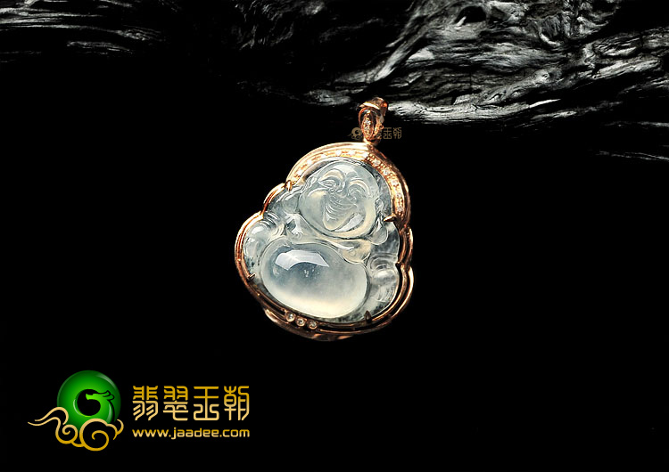(超值推荐)冰种淡晴水镶玫瑰金玉佛胸坠(真钻)(单价)