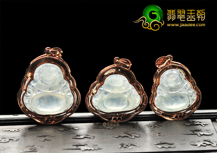 (超值推荐)冰种淡晴水镶玫瑰金玉佛胸坠(真钻)(单价)