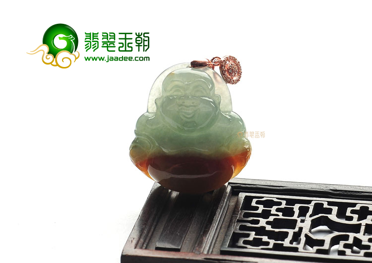 糯冰种晴水褐黄翡玉佛挂件