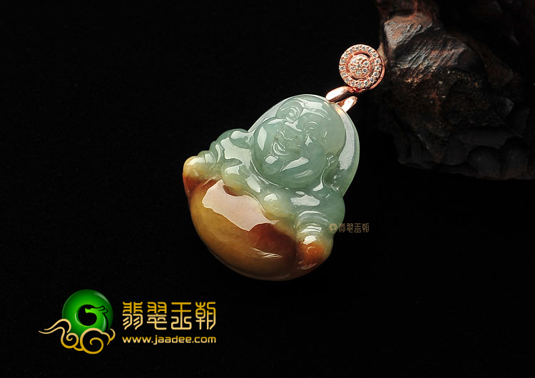 糯冰种晴水褐黄翡玉佛挂件