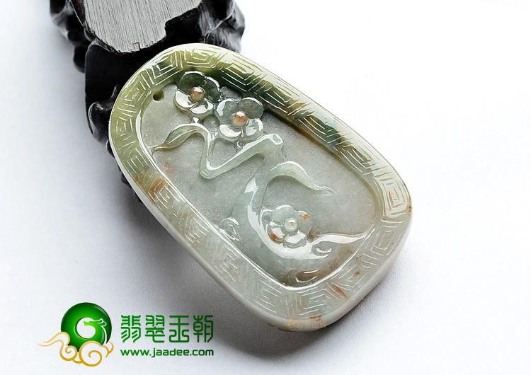 (超值推荐)糯冰种褐黄翡飘花官上加官挂件