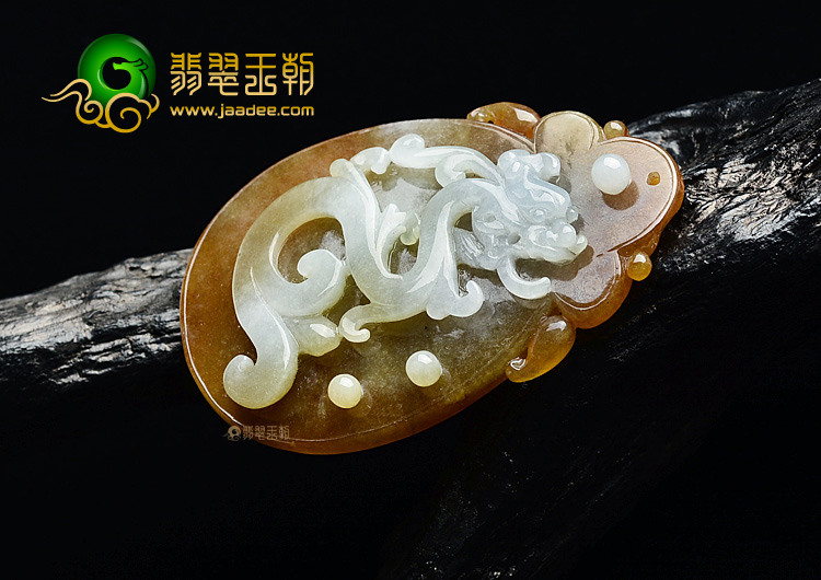 (超值推荐)糯冰种褐黄翡龙牌挂件