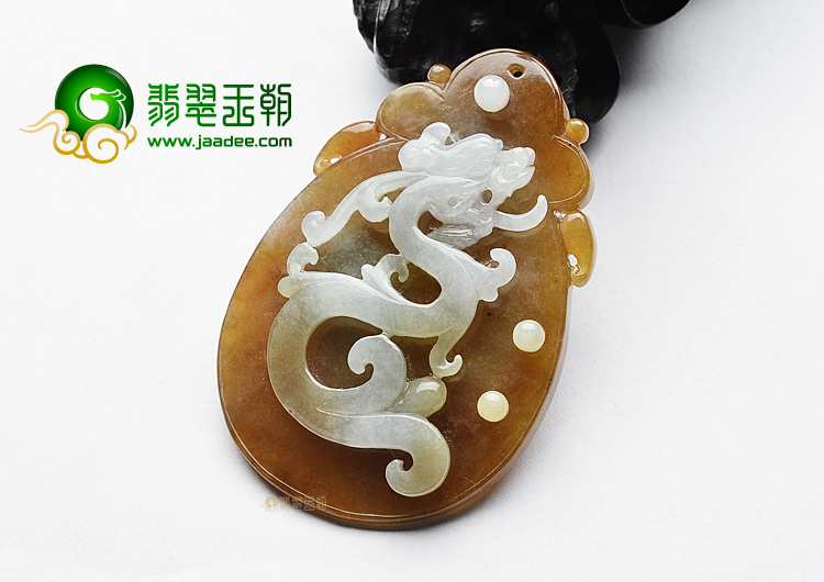 (超值推荐)糯冰种褐黄翡龙牌挂件