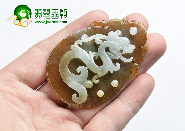 (超值推荐)糯冰种褐黄翡龙牌挂件