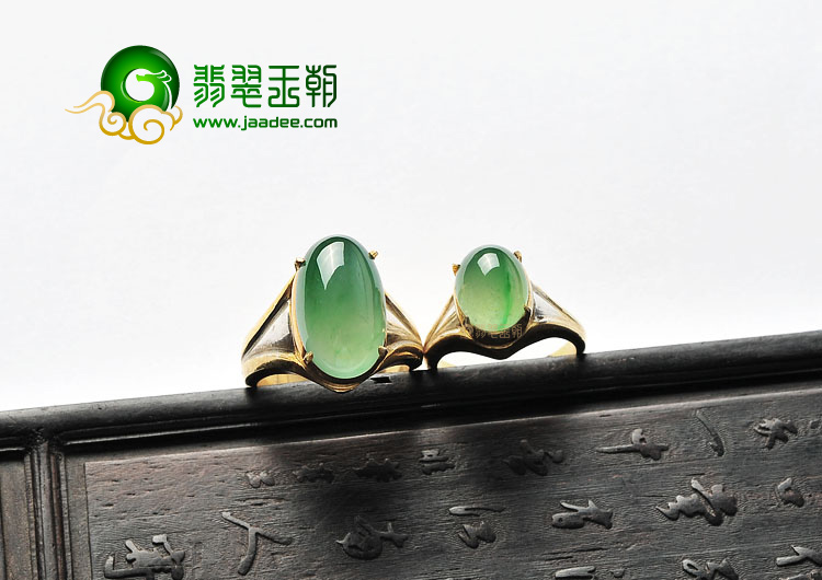 (超值推荐)冰种绿晴水戒面(一对)