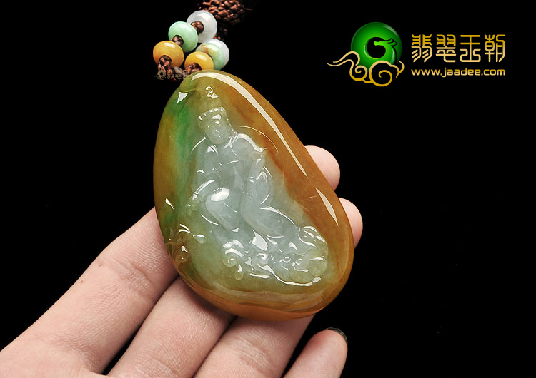 (超值推荐)糯冰种黄加绿观音挂件