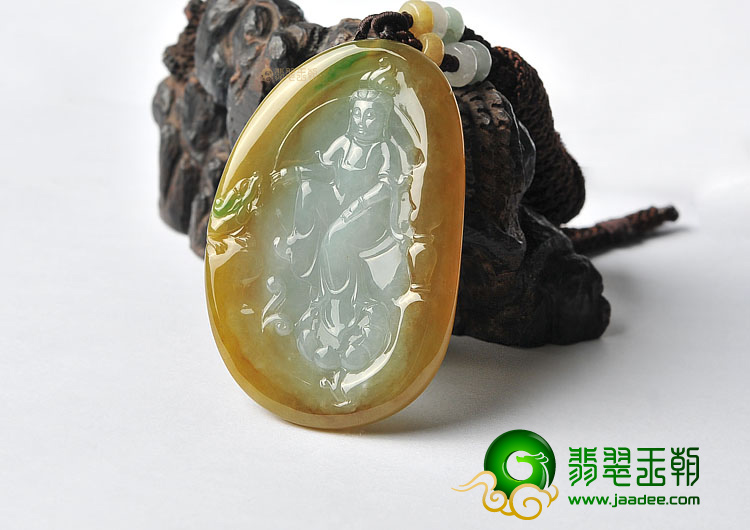(超值推荐)糯冰种黄加绿观音挂件