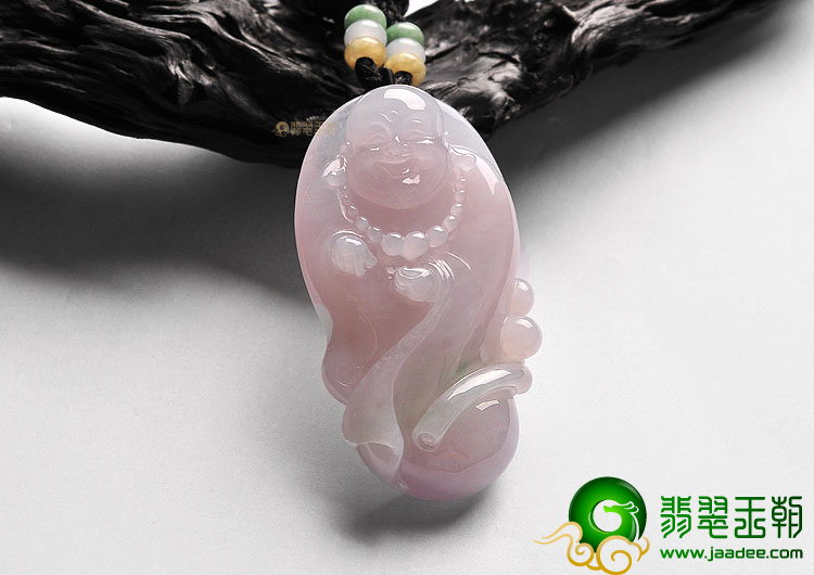 (超值推荐) 糯冰种淡春带彩玉佛挂件