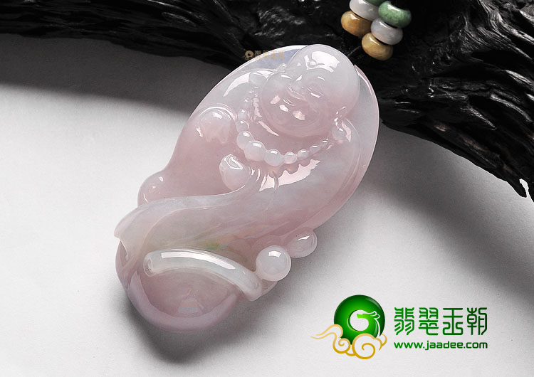 (超值推荐) 糯冰种淡春带彩玉佛挂件