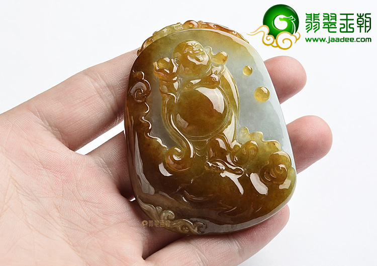 (超值推荐)糯冰种红黄翡玉佛挂件