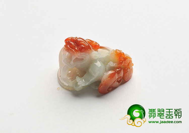 糯冰种红黄翡貔貅挂件