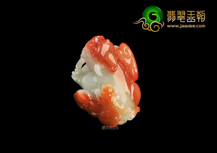 糯冰种红黄翡貔貅挂件