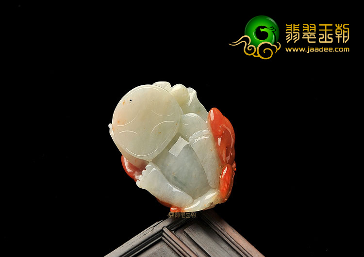 糯冰种红黄翡貔貅挂件