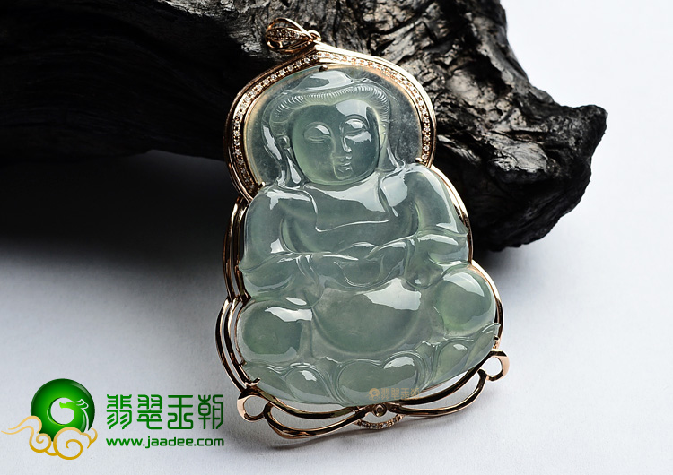(超值推荐)冰种晴水镶玫瑰金观音胸坠(真钻)
