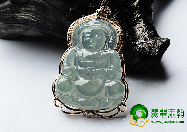 (超值推荐)冰种晴水镶玫瑰金观音胸坠(真钻)