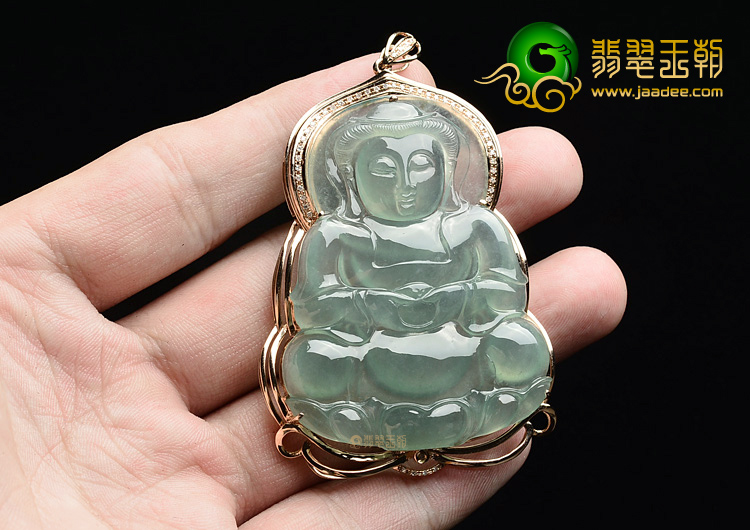 (超值推荐)冰种晴水镶玫瑰金观音胸坠(真钻)