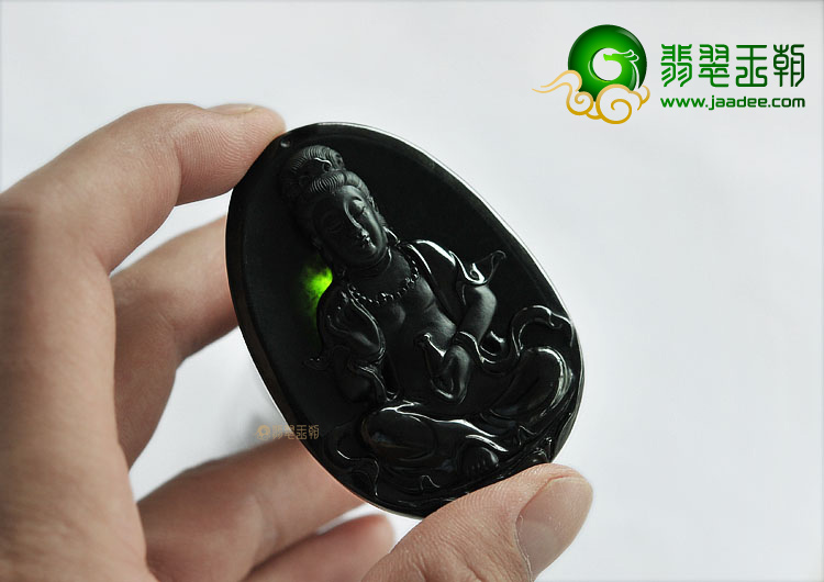 (超值推荐)冰种墨翠观音挂件